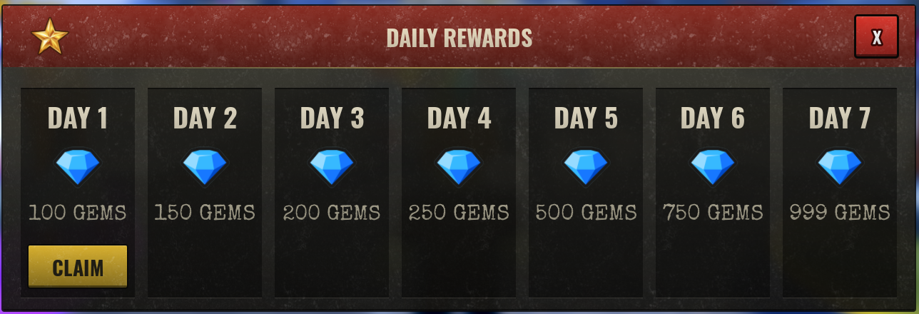 Seven-day reward track